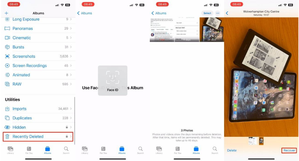 松柏镇苹果14维修分享 iPhone14 上恢复已删除的照片 