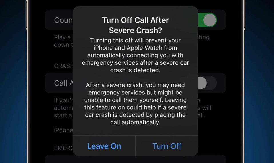 松柏镇苹果14维修分享 iPhone 14 和 Apple Watch 上关闭崩溃检测 