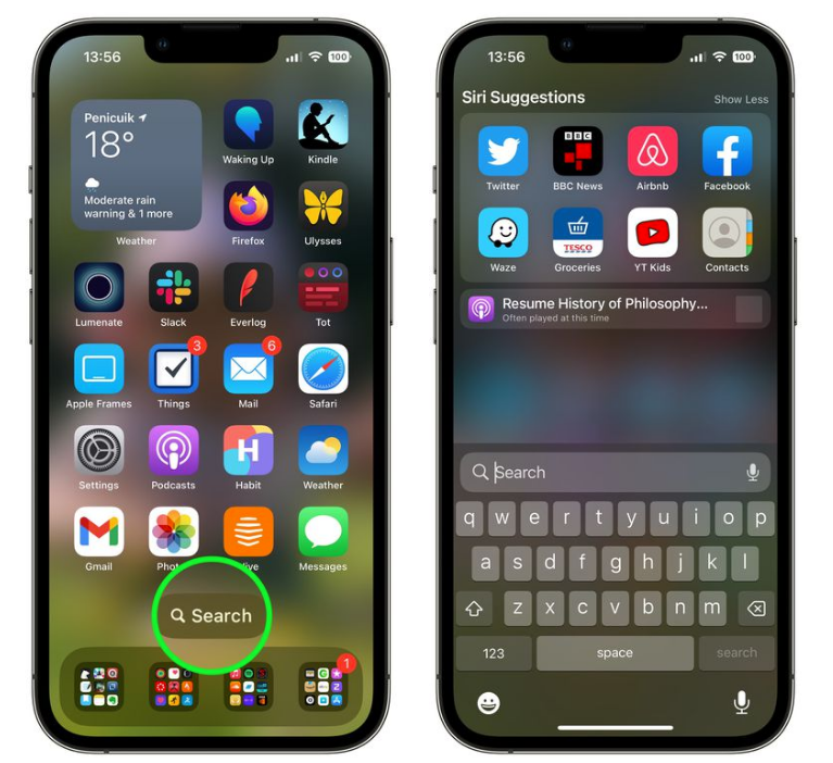 松柏镇苹果手机维修分享升级到 iOS 16 后，如何删除主屏幕上的搜索按钮 